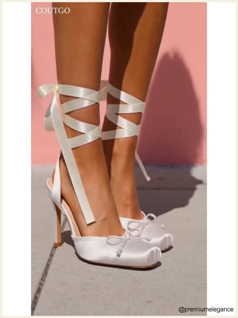 Lace Up Bow Ballet Heels Satin Square Toe Stiletto Pumps Wedding Prom Shoes